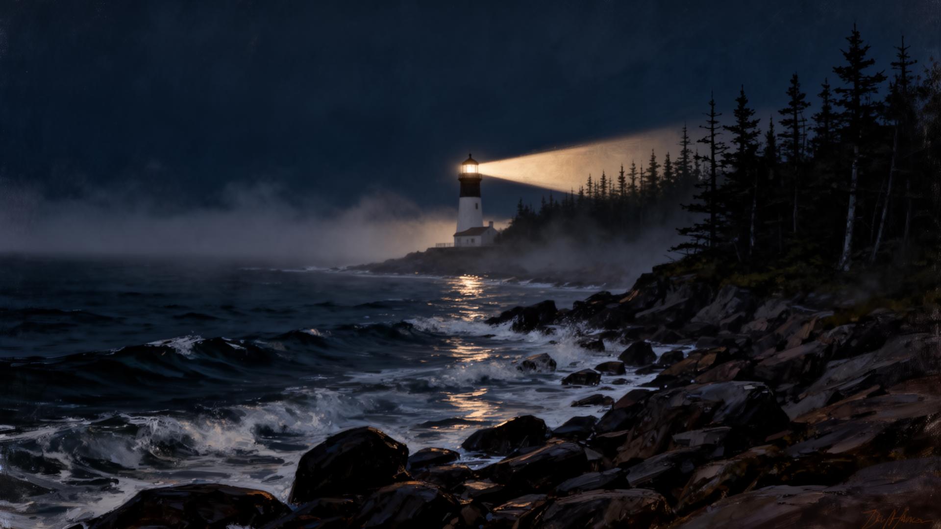 Maine coastline at golden hour